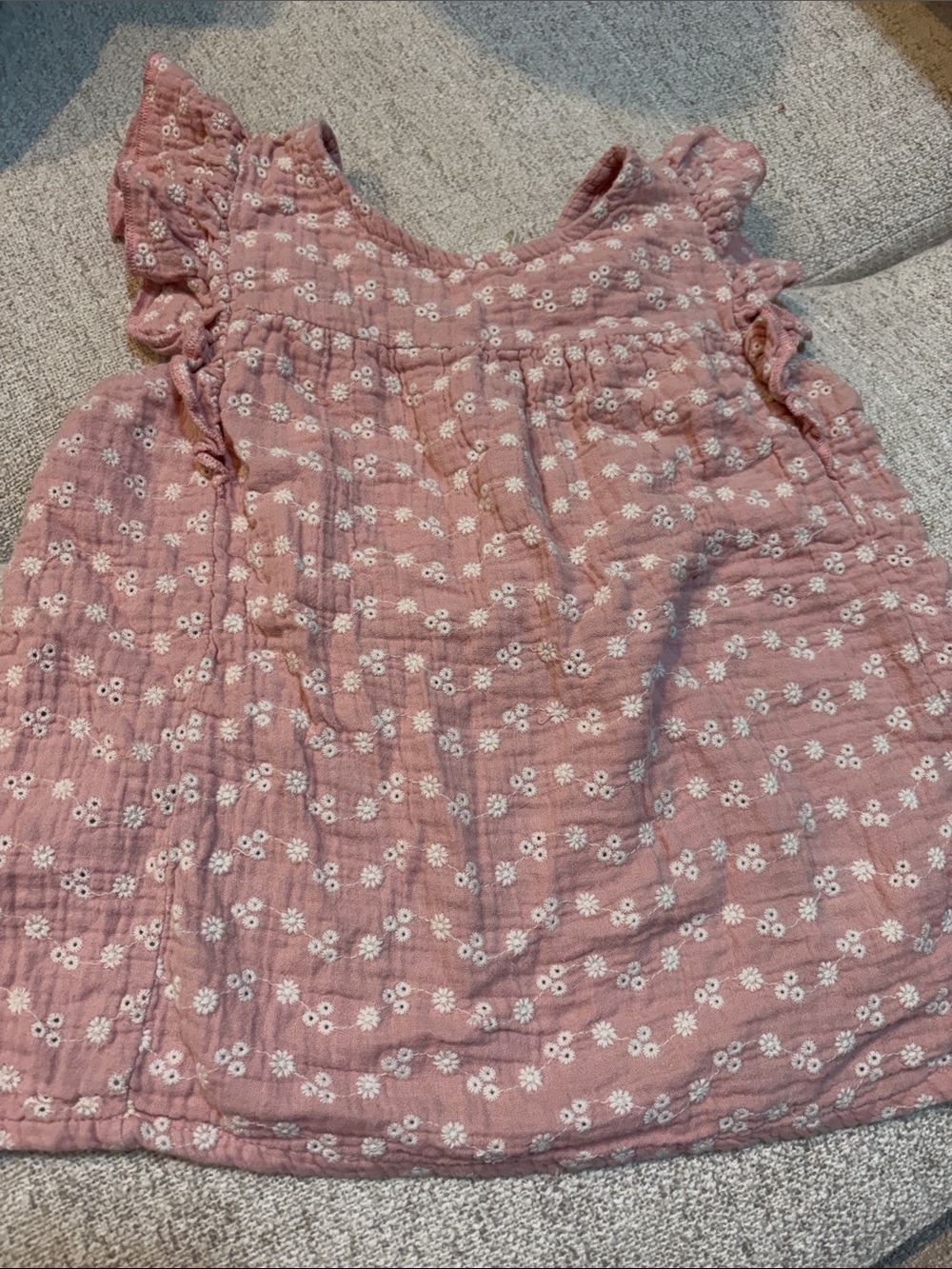 Girls' Dusty Pink Floral Ruffle Tank Top